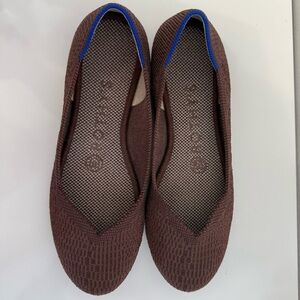 Rothy's the Flats Round Ballet Flat Shoes Retired Color Truffle Python Brown 5.5